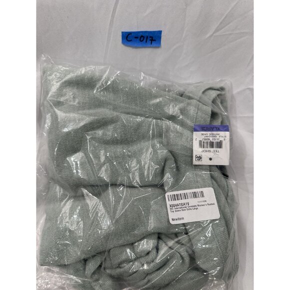 INC International Concepts Women's Ruched Top Round Neck Green Size Extra Large - Picture 2 of 2